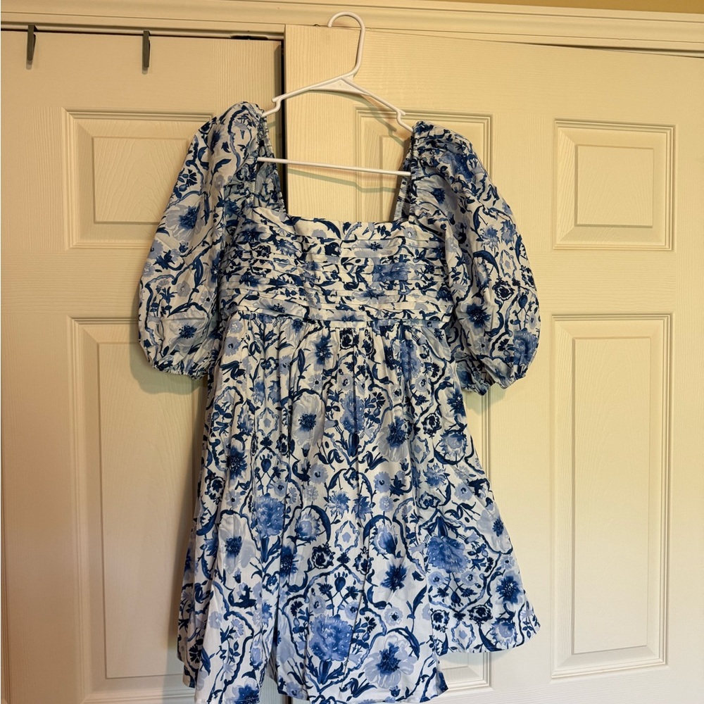 Blue and White Floral Emerson Dress